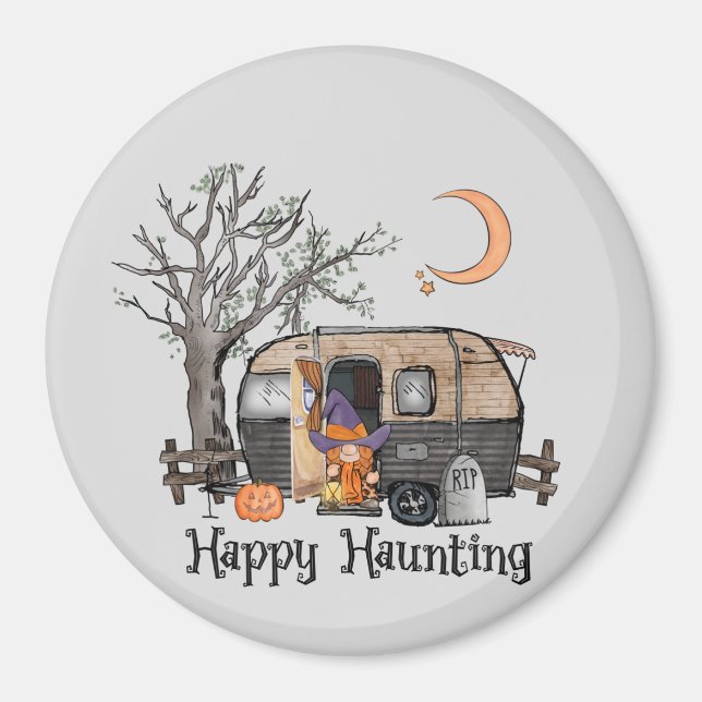 Lycklig Haunting | Halloween Camper | Spooky Witch Magnet (Framsidan)