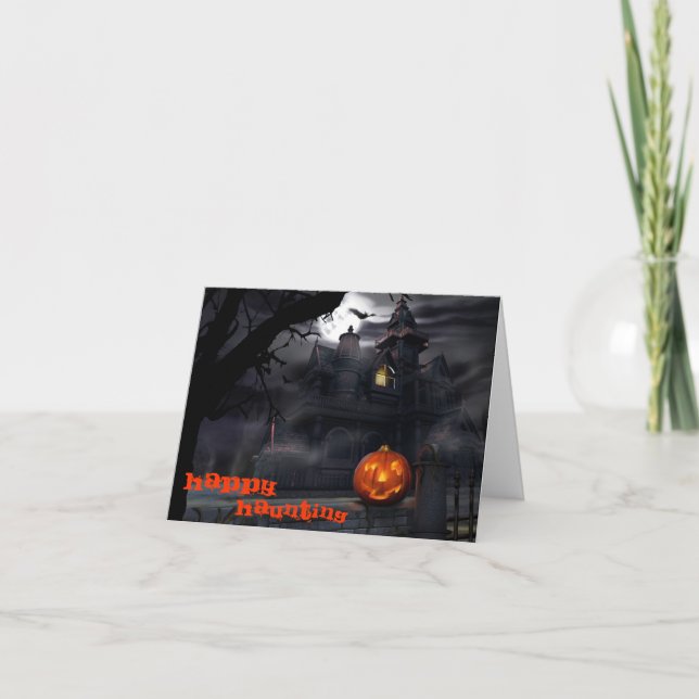 Lycklig Haunting Halloween-kort Kort (Framsida)