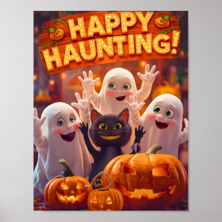 Lycklig Haunting - Kids Halloween Poster