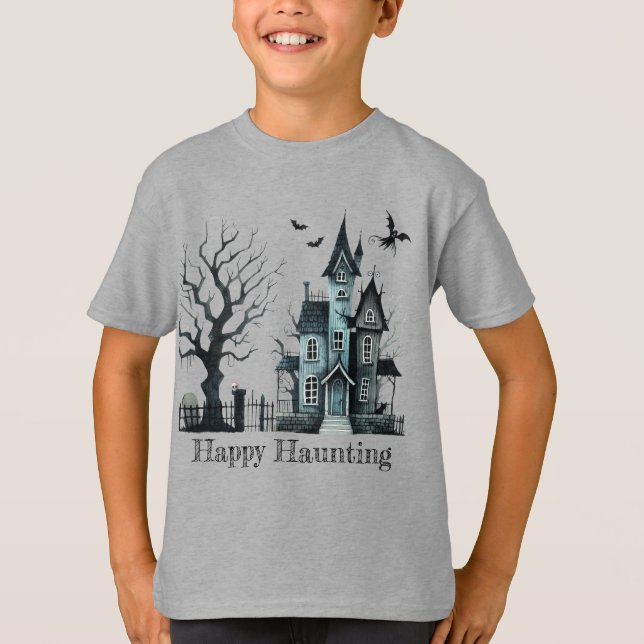 Lycklig Haunting T Shirt (Framsida)