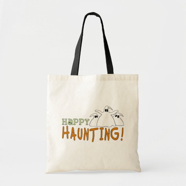 Lycklig Haunting Tshirts och Gifts Tygkasse (Framsidan)