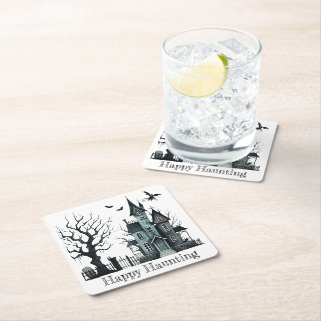 Lycklig Haunting Underlägg Papper Kvadrat (Insitu)