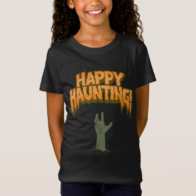Lycklig Haunting, Zombie! T Shirt (Framsida)