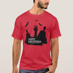 Lycklig Hauntings Halloween Costume Graveyard med T Shirt