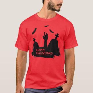 Lycklig Hauntings Halloween Costume Graveyard med T Shirt
