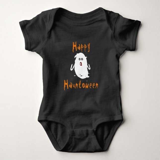 Lycklig Hauntoween Ghost T Shirt (Framsida)