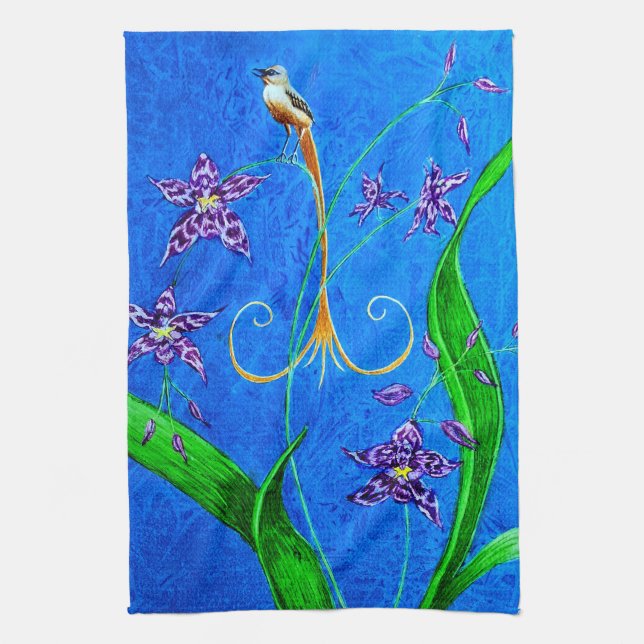 Lycklig Hawaiian Orchid Bird Kökshandduk (Vertikal)