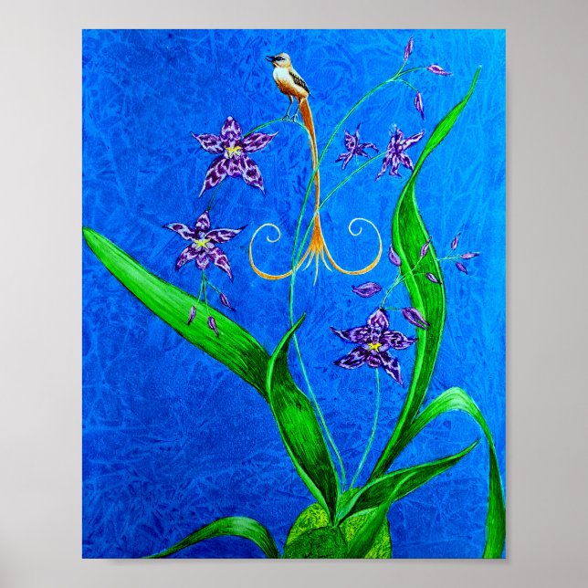Lycklig Hawaiian Orchid Bird Poster (Framsidan)
