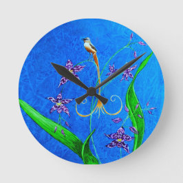 Lycklig Hawaiian Orchid Bird Rund Klocka