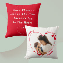 Lycklig Heart Anpassningsbar Photo Pillow Red