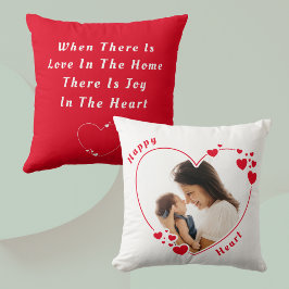 Lycklig Heart Anpassningsbar Photo Pillow Red Kudde