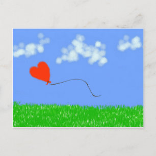 Lycklig Heart Balloon Vykort