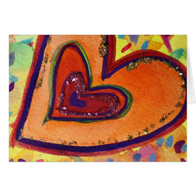 Lycklig Heart Card Hälsningskort (Framsidan Horizontal)