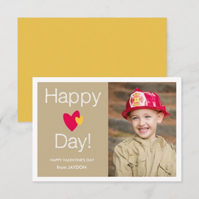 Lycklig Heart Day Valentine Photo Card Inbjudningar (Fram/baksida)