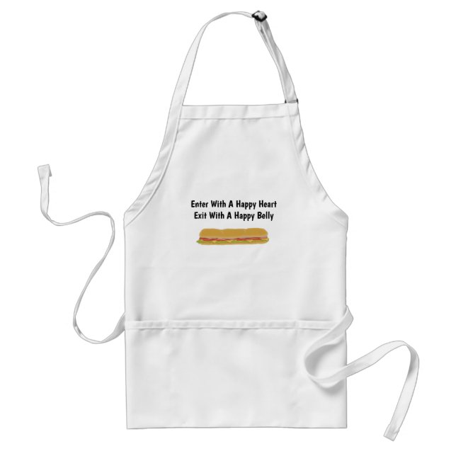 Lycklig Heart Lycklig Belly Hoagie Apron Förkläde (Framsidan)