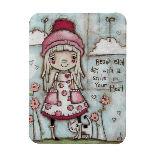 Lycklig Heart - Magnet 3 x 4 tum (Vertikal)