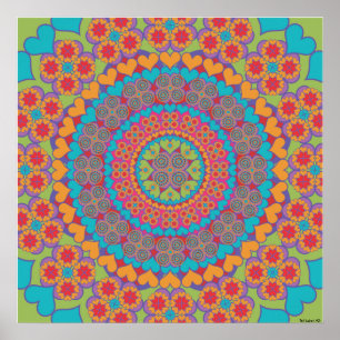 Lycklig Heart Mandala 1 Poster