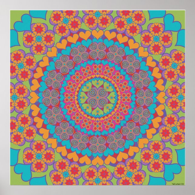 Lycklig Heart Mandala 1 Poster (Framsidan)