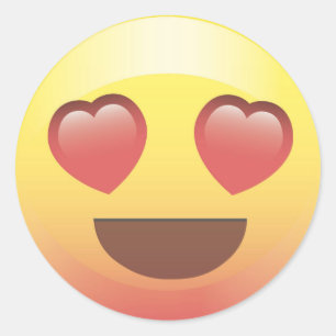 Lycklig Heart Ögon Emoji Ansikte Sticker Runt Klistermärke