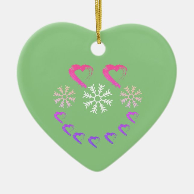Lycklig Heart Snowflake Ornament (Framsidan)