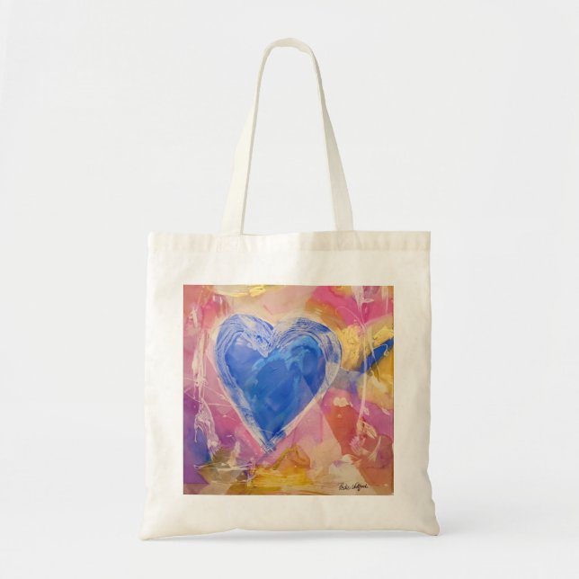 Lycklig Heart Tote Bag med konst av Pedie Wolfond Tygkasse (Framsidan)