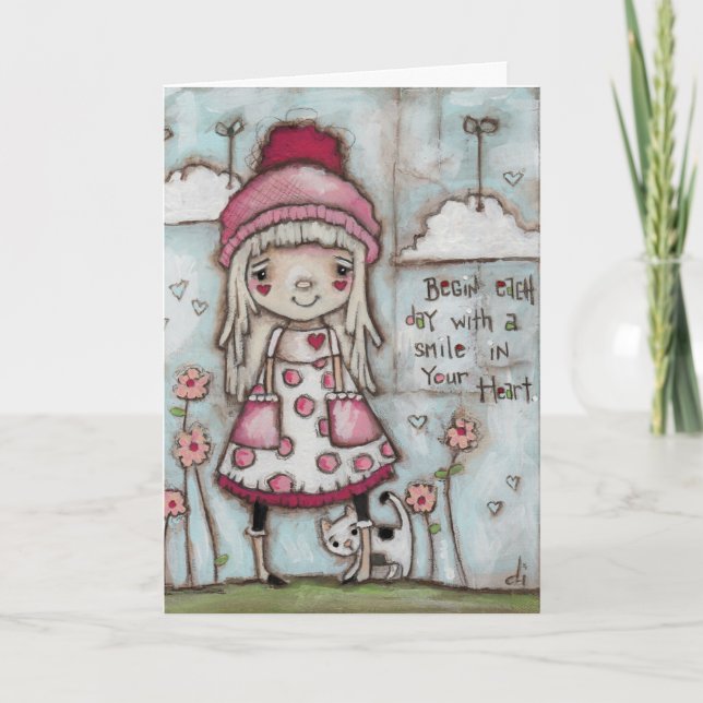 Lycklig Heart - Valentines day Card Helgkort (Framsida)