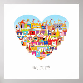 Lycklig Heart Village Square Poster