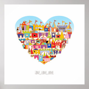 Lycklig Heart Village Square Poster