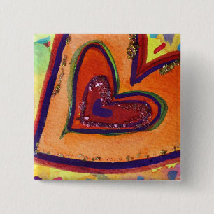 Lycklig Hearts Art Buttons eller Pendant Stift Knapp
