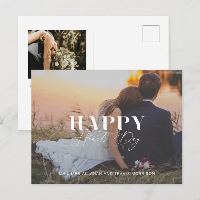 Lycklig Hearts Day Photo Valentine Day Postcard Helg Vykort (Fram/baksida)