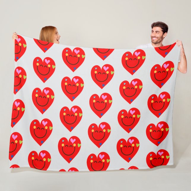 Lycklig Hearts! Fleecefilt (På plats)