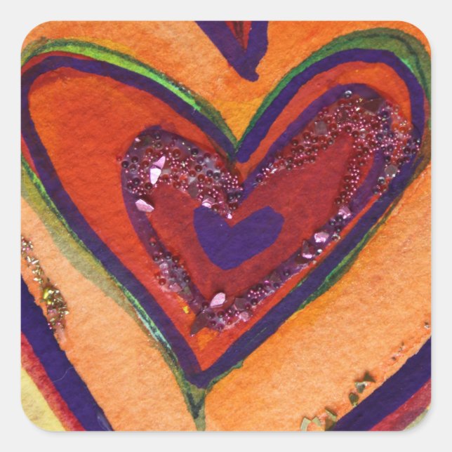 Lycklig Hearts Glitter Kärlek etiketter Art Sticke (Framsida)
