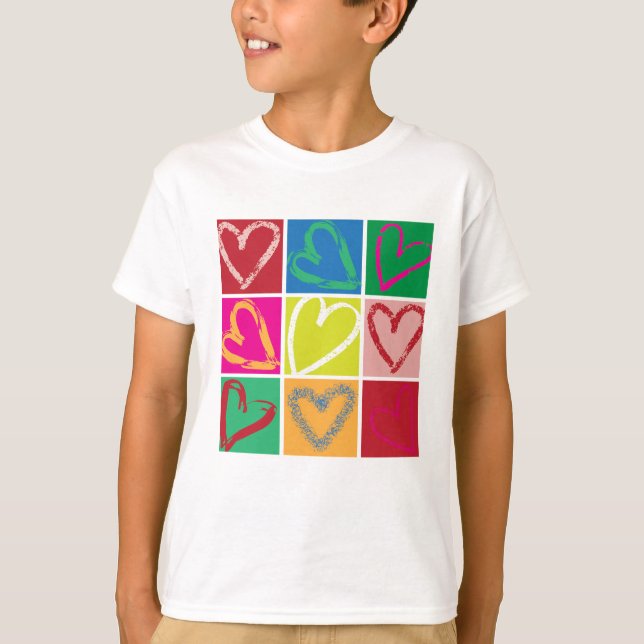 Lycklig Hearts Kids Tee (Framsida)