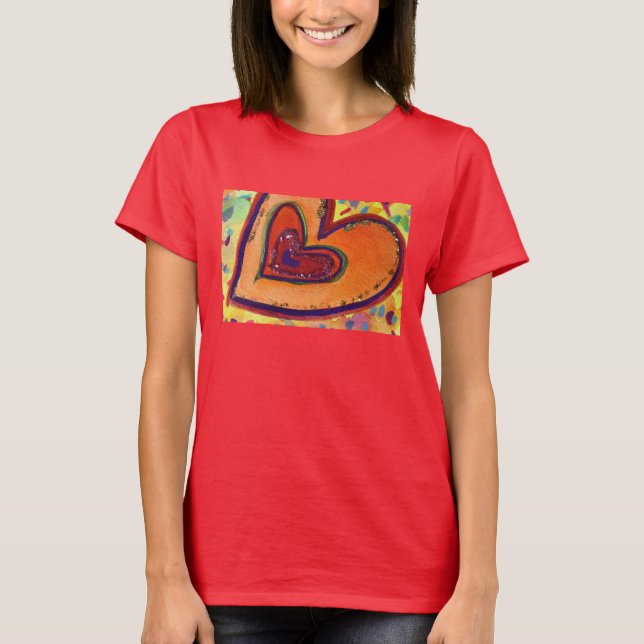 Lycklig Hearts Painting Kärlek-teckning T-Shirt (Framsida)