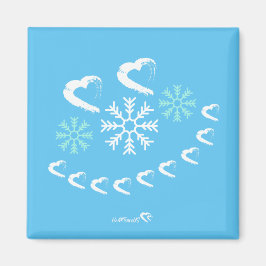 Lycklig Hearts Snowflake-julgranen Magnet