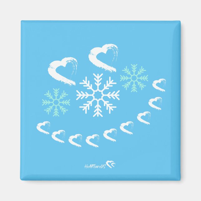 Lycklig Hearts Snowflake-julgranen Magnet (Framsidan)