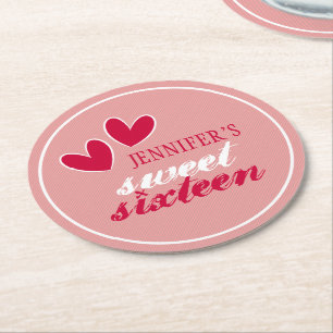 Lycklig Hearts Sweet sixteen Underlägg Papper Rund