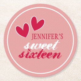 Lycklig Hearts Sweet sixteen Underlägg Papper Rund