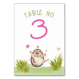 Lycklig Hedgehog Garden Party Baby Shower Bordsnummer