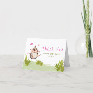 Lycklig Hedgehog Garden Party Baby Shower Tack Kort