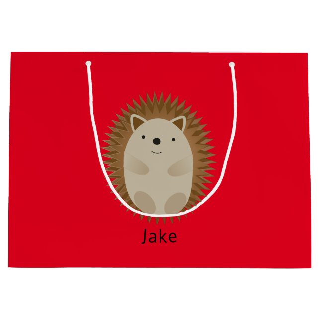 Lycklig Hedgehog Large Gift Bag röd (Framsidan)