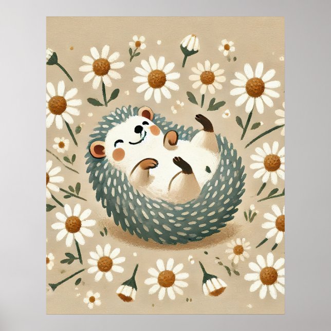 Lycklig Hedgehog Poster (Framsidan)