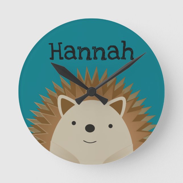 Lycklig Hedgehog Rund Klocka (Framsida)