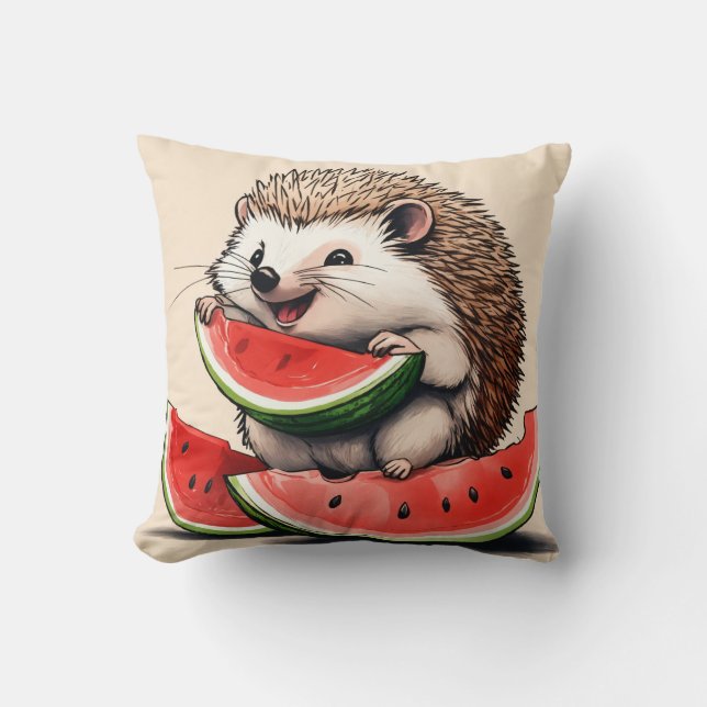 Lycklig Hedgehog Watermelon Delight Pillow Kudde (Framsida)