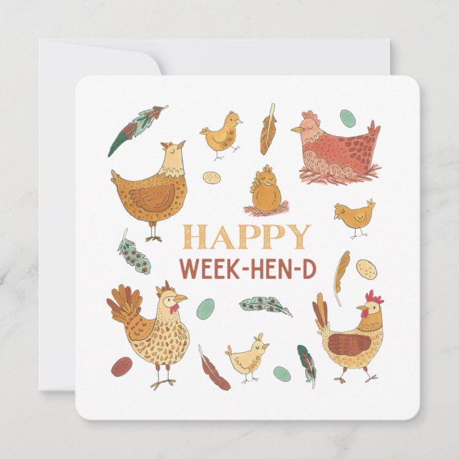 Lycklig Helg Funny Hen Pun Cute Chickens (Framsida)