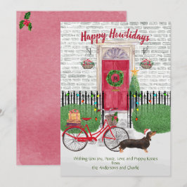 Lycklig Helgdag Brown Dachshund Bicycle Red Door