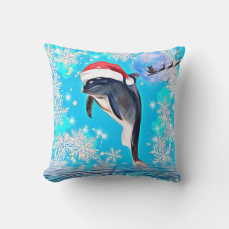 Lycklig Helgdag Dolphin hoppade ut från vatten Kudde