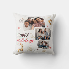 Lycklig Helgdag-familjen tre fotosamlingskort Kudde
