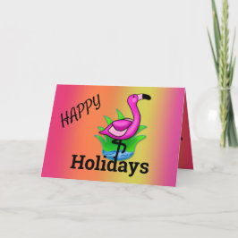 Lycklig Helgdag Flamingo Rosa Bright Hälsning Kort
