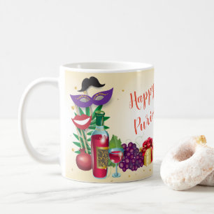 Lycklig helgdag för party för Purim festivalunga Kaffemugg